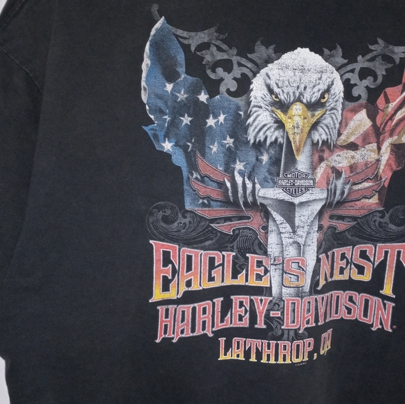 Harley Davidson Motorcycle t-shirt 2006 "Eagles Nest" Lathrop Ca. Mens shirt xl - Picture 7 of 8